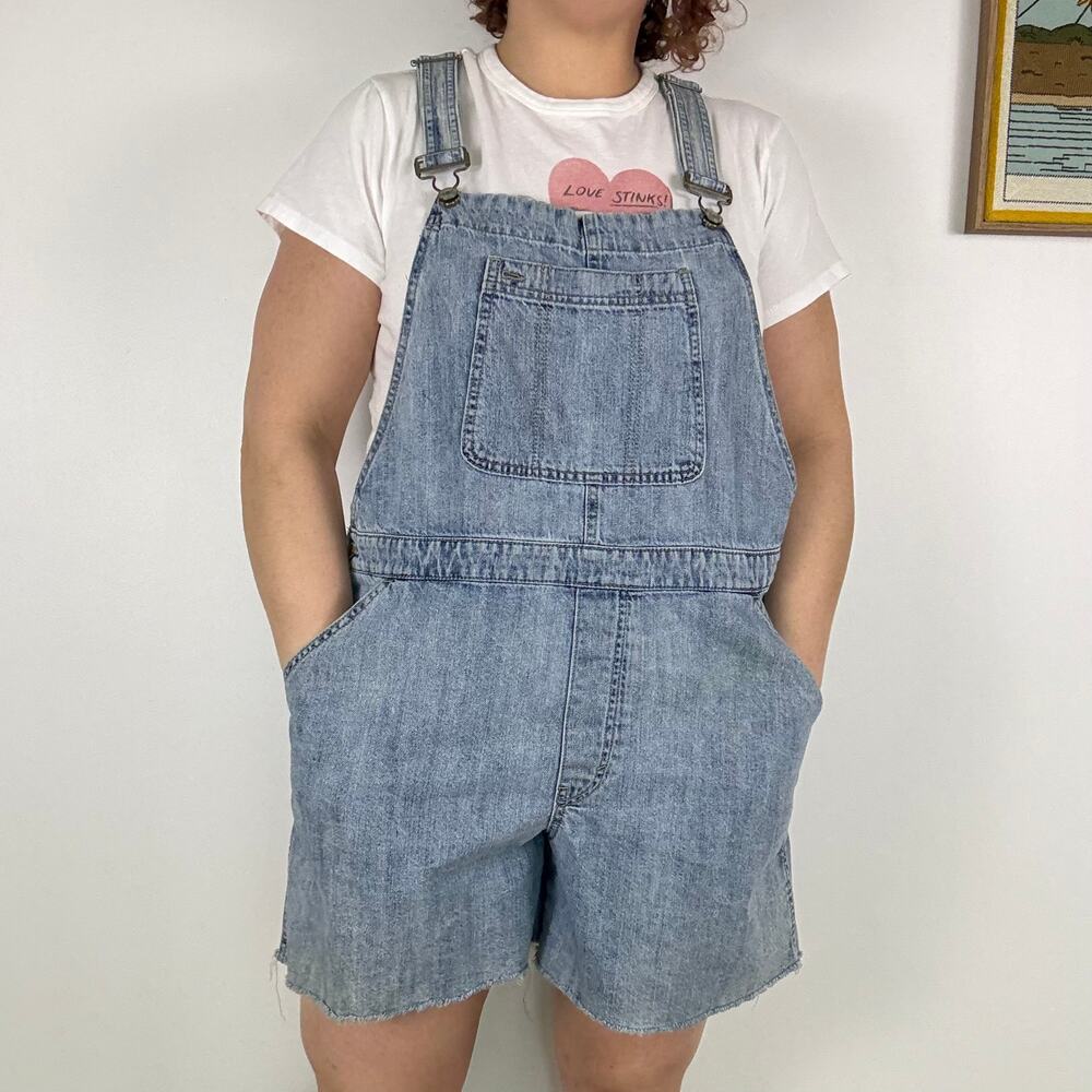 GAP light wash denim short overall size XL